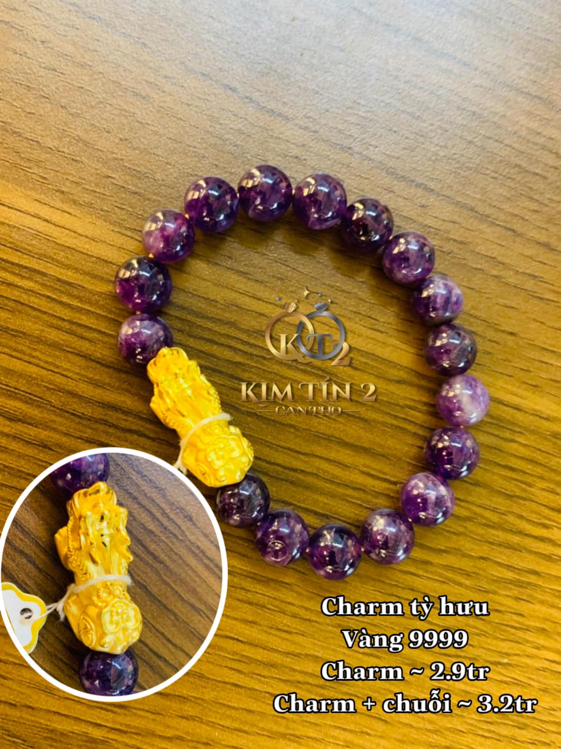 Charm tỳ hưu - V9999 - 2 triệu 900 - charm + chuỗi- 3.2 triệu