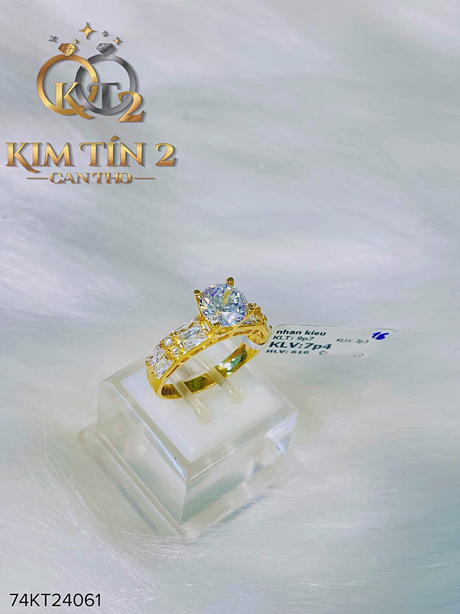 Mẫu 6 - Nhẫn hột trắng - 7 phân 4
