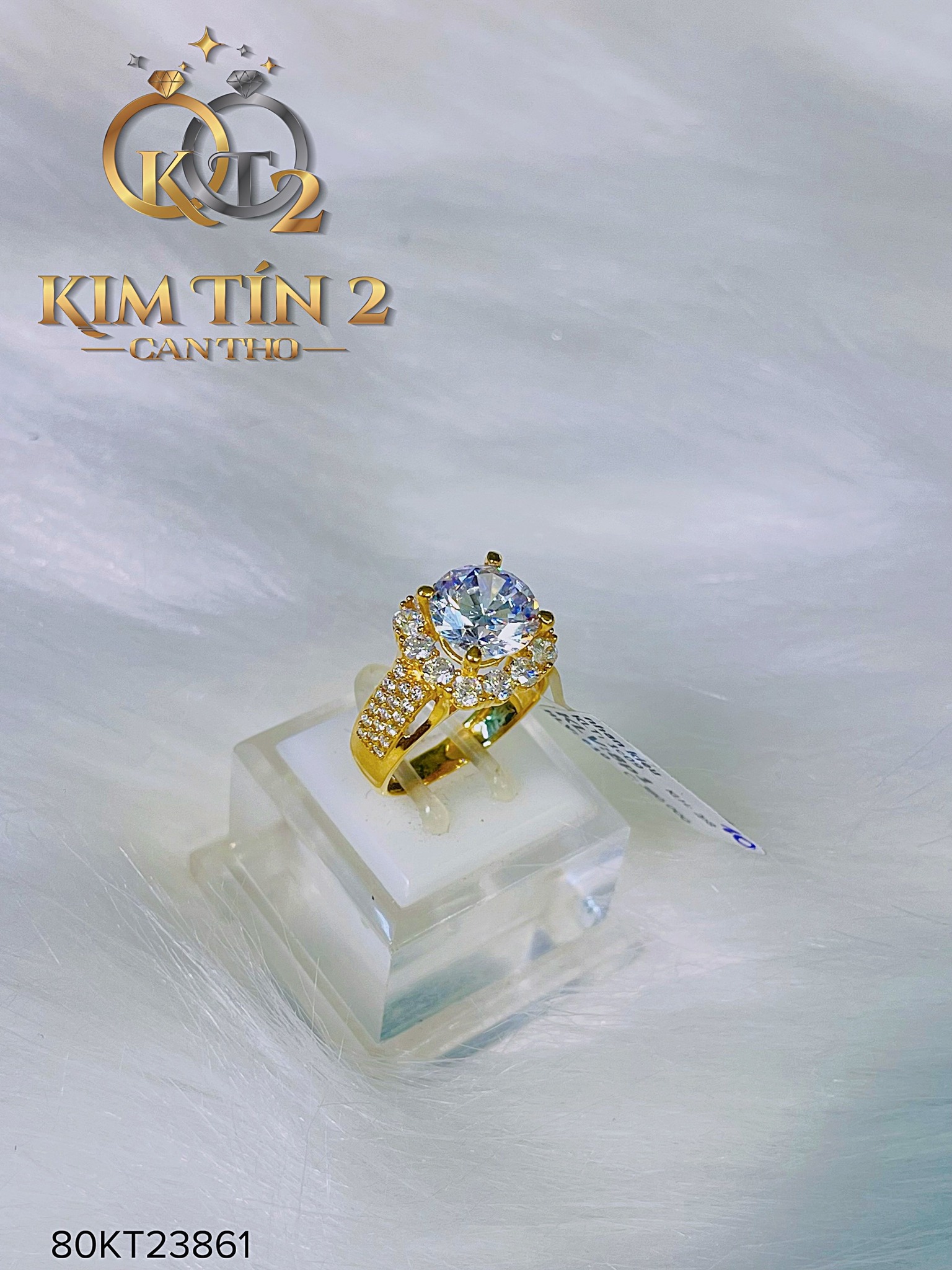 Mẫu 9 - Nhẫn hột trắng - 8 phân