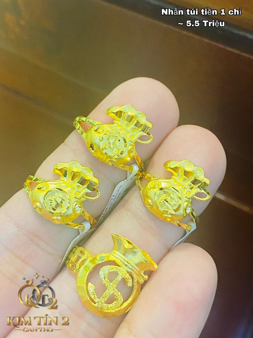 Nhẫn nữ vàng 24K gắn Ngọc cẩm thạch - QUÀ TẶNG VÀ TRANG SỨC HOÀNG GIA