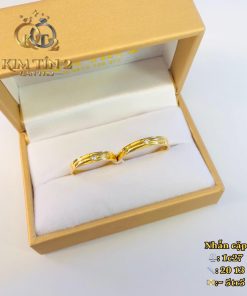 nhẫn cặp đính hột 1 bên