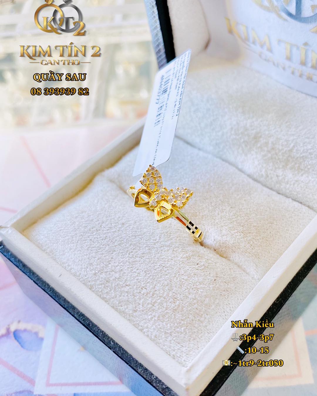 nhẫn kiểu bướm đính đá
