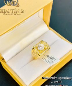 Nhẫn Nam Vuông Đính Đá Trắng