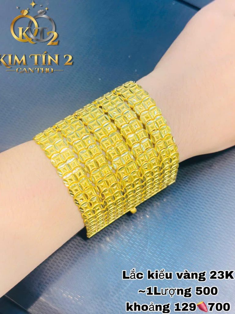 Lắc kiểu vàng 23K, 1 lượng 5, mẫu 5 hàng Kim Tiền