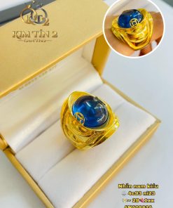 Nhẫn Nam Đá Xanh Vượng Khí